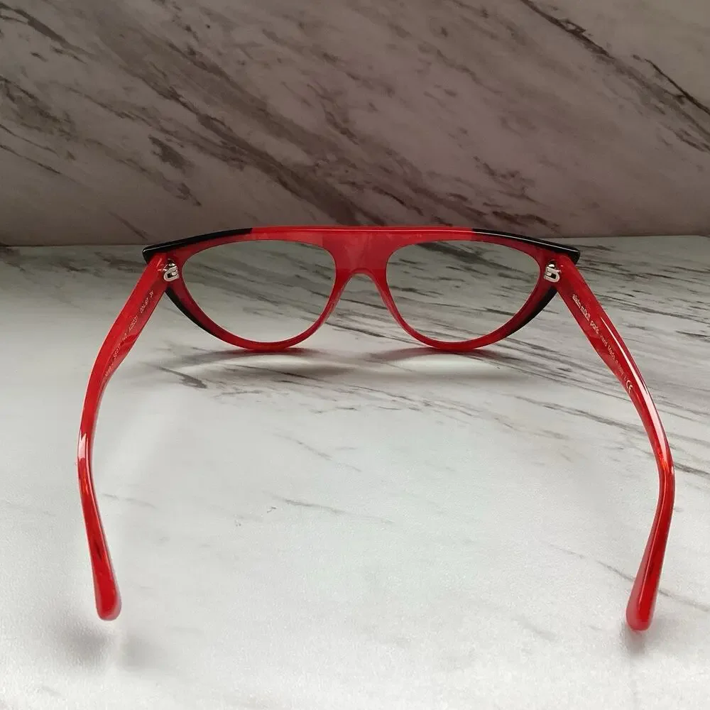 Alain Mikli A05031 Pearled Red Cat‑Eye Frames — Artsy Sculptural Italian Design
